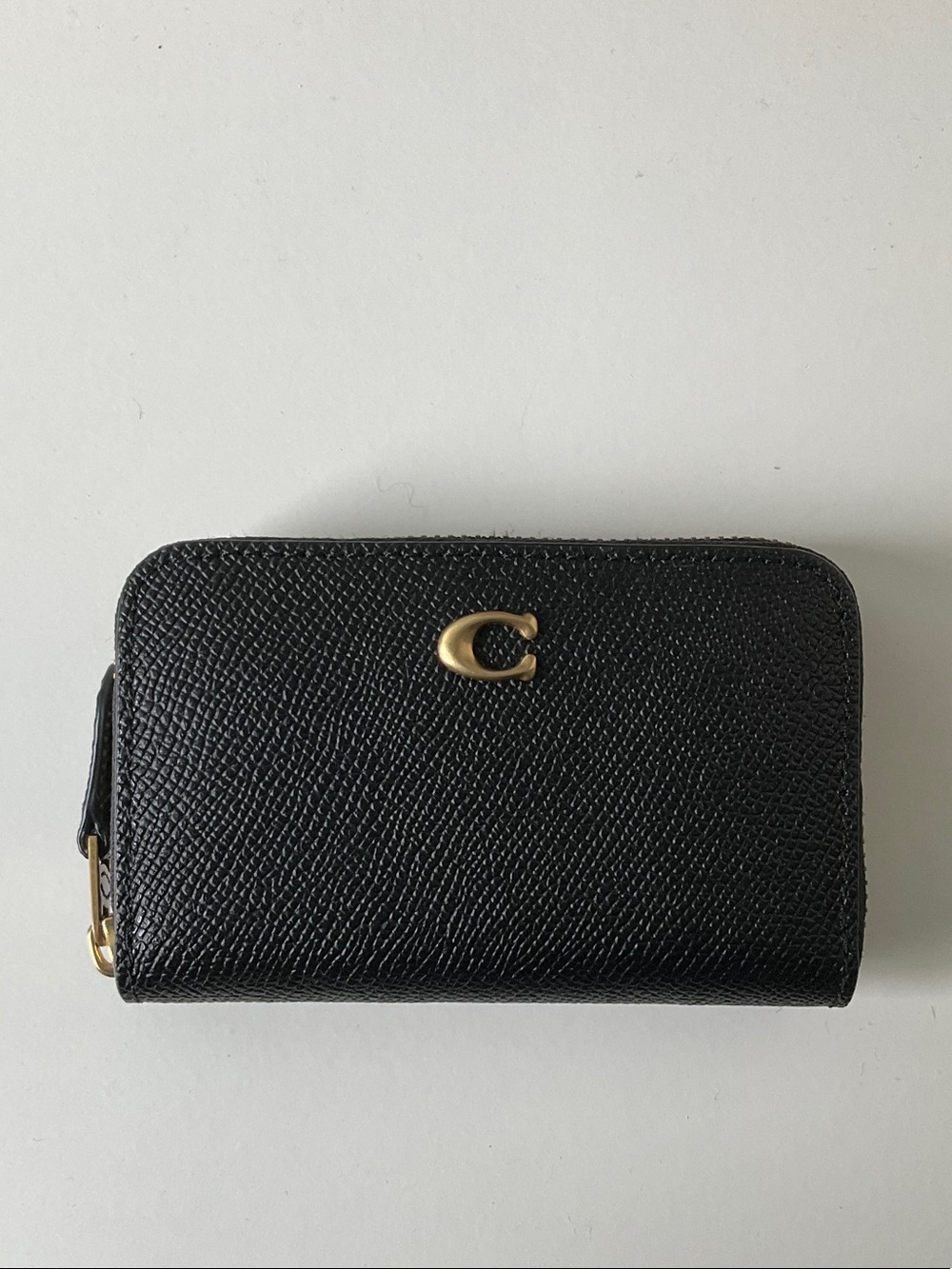 Coach Black Leather Zip Card Case Wallet
